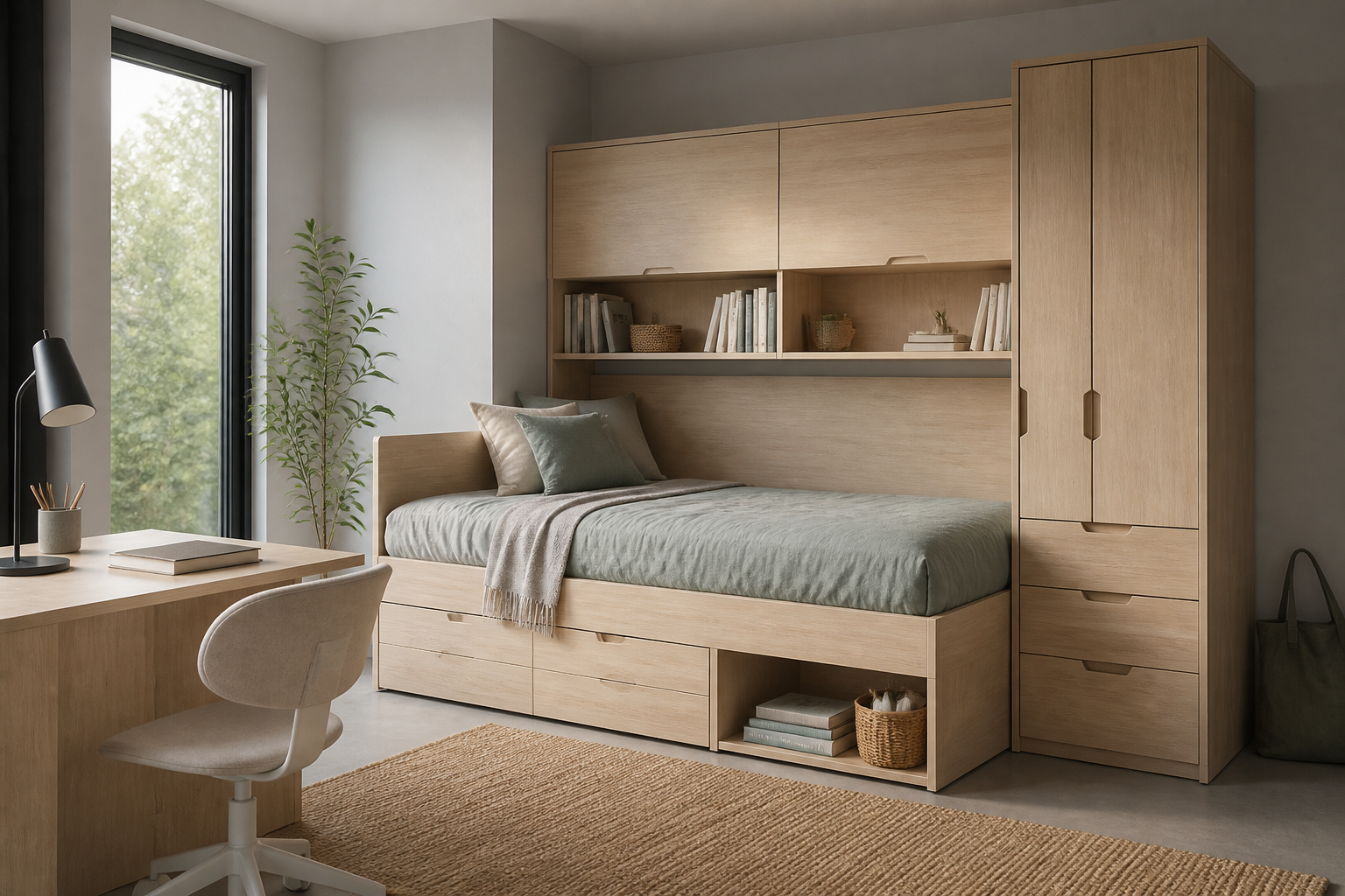 4 bedden voor een studentenkamer met kast: welke bespaart vloeroppervlak?